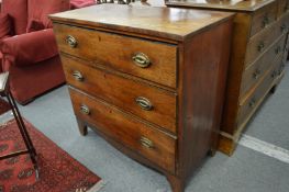 A 19th century mahogany and pine three drawer chest.