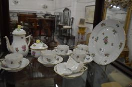 A Herend porcelain part coffee service comprising small coffee pot, sugar bowl and cover, six cups