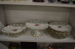 A Shelley dessert service comprising tazza, ten plates, two oval dishes and a square dish, all