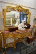 A good large gilt wood and marble console table with mirror.