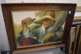 Circle of Affandi, a fisherman, oil on canvas.