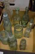 Early glass bottles.