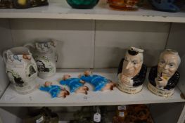 A group of political related pottery items.
