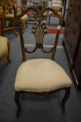 Victorian mother of pearl inlaid lacquer chair (faults).