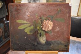 George Weissbort, still life of flowers in a vase, oil on board, unframed.