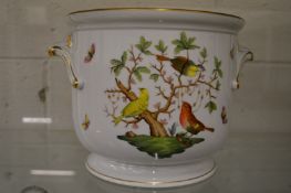 A large Herend cachepot painted in Rothschilds Bird pattern, 20.5cm high.