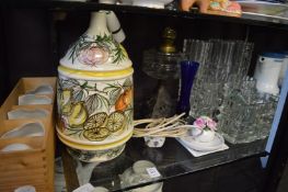 A quantity of decorative china and glassware to include stylish glass vases.