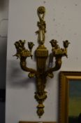 A large pair of brass stylised twin branch wall appliques.