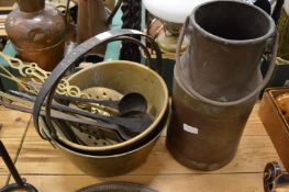 Two preserve pans, various skimmers etc.