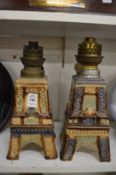 A pair of 'Eiffel Tower' lamp bases.