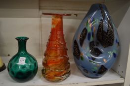 Three stylish glass vases.