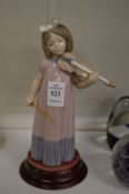 A Nao figurine of a girl playing a violin.
