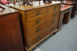 A late George III mahogany straight front chest of two short and three long drawers.