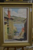 Faith Shepherd, Cornish fishing village, oil on board.