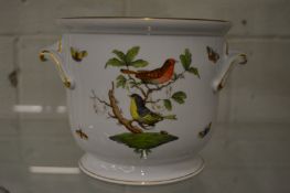 A Herend cachepot painted in Rothschilds Bird pattern, 16.5cm high.