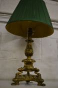 A good ornate brass table lamp.