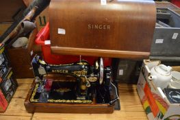 A Singer sewing machine.