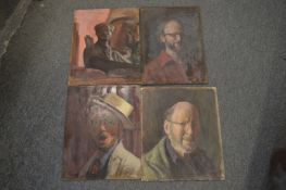 George Weissbort, figure studies, a group of unframed oil on boards.