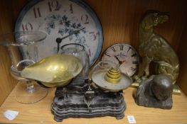 Kitchen scales and weights and other items.