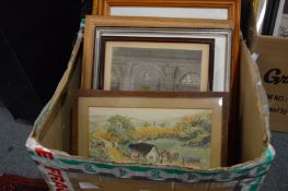 A small collection of paintings and prints etc.