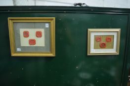 Six wax seals housed in two framed and glazed cases.