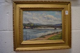G Lordereau, a bridge of the river Seine, oil on board, signed.
