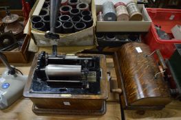 An Edison Standard Phonograph together with numerous wax cylinders.