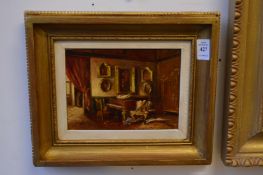 D Sulmer, interior scene with a piano, oil on panel.