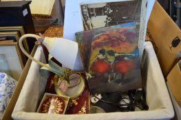 Wicker basket containing lamps etc.