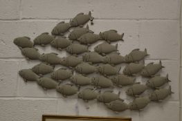Wall Art, a metal shoal of fish.