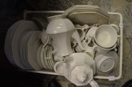 A quantity of white porcelain dinner and tea ware.