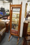A good inlaid mahogany cheval mirror.