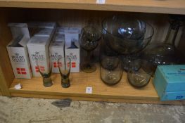 A collection of Holme Gaard drinking glasses and similar items.