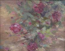 LINDSAY MALLEN? (CONTEMPORARY) Study of roses, oil on canvas, indistinctly signed and dated 1995,