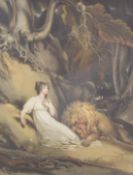 RICHARD WESTALL Una and the lion from Spenser's Faerie Queen. Hand coloured aquatint, 24.5