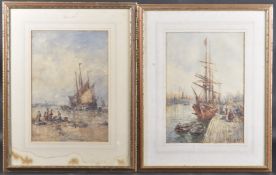 WILLIAM EDWARD WEBB (1862-1903) Harbour views, pair of watercolours, one inscribed Hastings, the