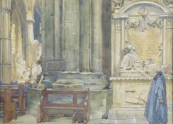 CLARK (20TH CENTURY) Westminster Abbey, Poets Corner, watercolour, signed 9.75