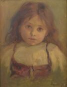 LAURA MUNTZ (1860-1930) Portrait of a young girl, oil on canvas, signed 15.75