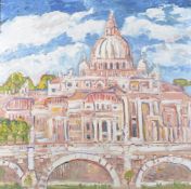 SIMEON STAFFORD (b.1956) Vatican, Rome, oil on board, inscribed and signed verso, 31.75
