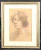 EARLY 20TH CENTURY CONTINENTAL SCHOOL. A head study of an elegant lady, charcoal and coloured chalk.