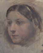 EARLY 19TH CENTURY SCHOOL Study of a girl's face, oil on panel, reverse inscribed 'provenance, la