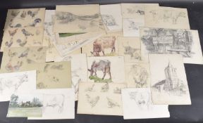 ROBERT LILLIE (1867-1949) Collection of watercolour and pencil sketches, to include woodland,