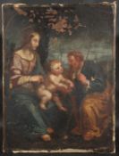 18TH CONTINENTAL SCHOOL The Holy Family, oil on canvas. 17.75