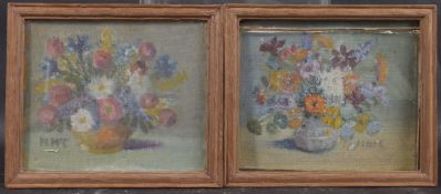 ATTRIBUTED TO MARY McCROSSAN Still life of flowers in a bowl and another similar, a pair of oils