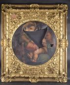 A FLORENTINE CARVED AND GILDED PICTURE FRAME Circular aperture of diameter 28.25