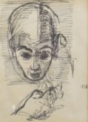 DUNCAN GRANT (1885-1978) Study of a head and hand, pen and ink, initialed, 8