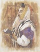 ALEXI JAWDOKIMOV (POLISH 1937-2019) Portrait of a Rabbi reading, pen, ink and watercolour, signed