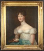 EARLY 19TH CENTURY ENGLISH SCHOOL A portrait of a seated lady holding a book, thought to be Ann