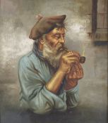 ITALIAN SCHOOL. Portrait, head and shoulders of an old man smoking a pipe. 15