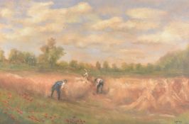 LIPSTEIN Harvesting, oil on canvas, signed. 19.5